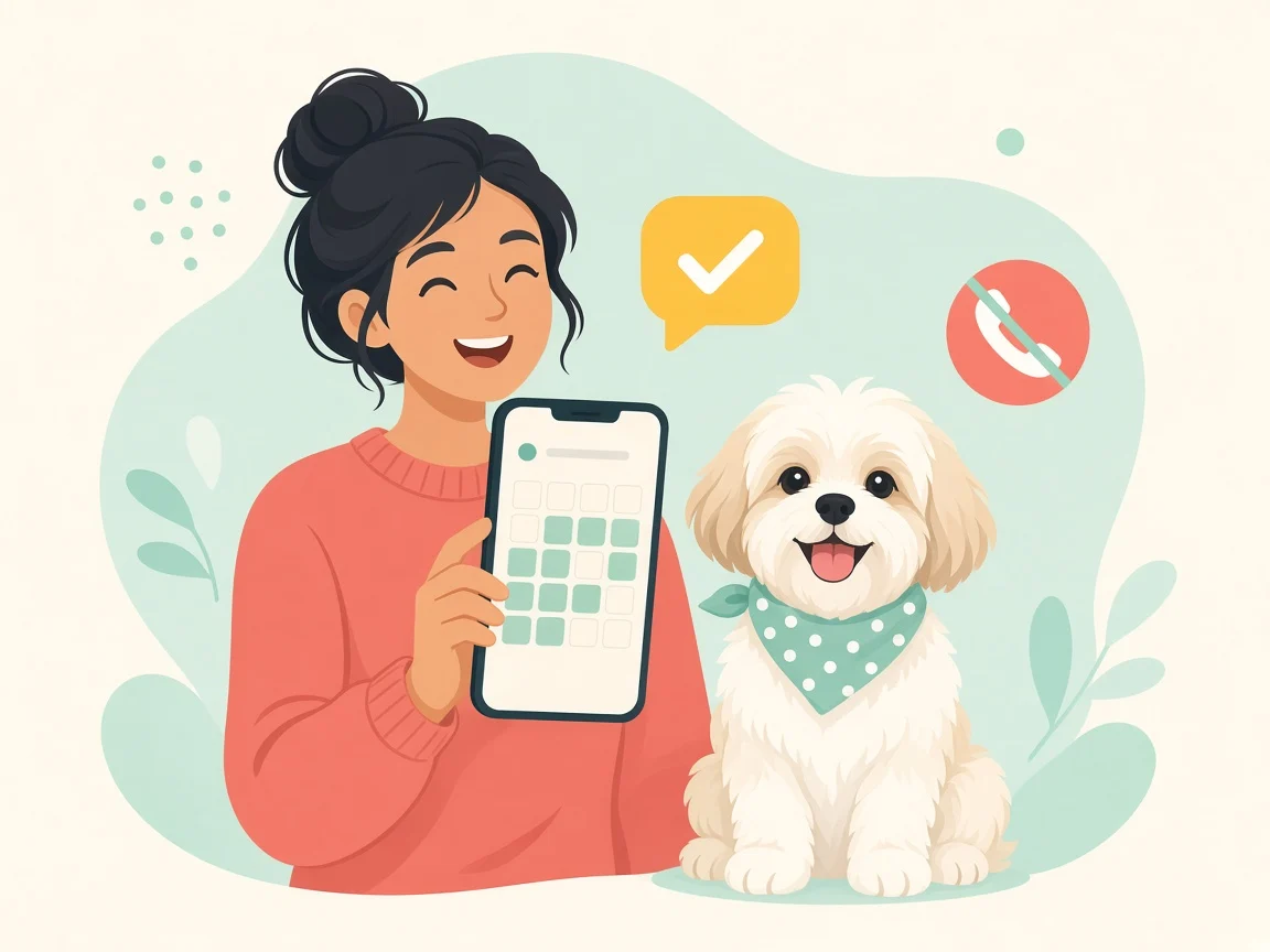 Cliente che prenota dal telefono, accanto al proprio pet: niente più telefonate